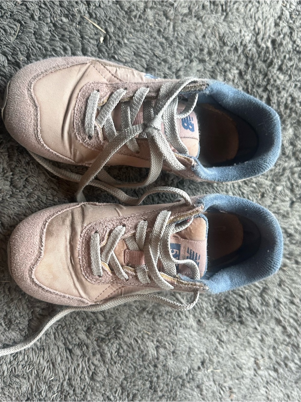 New Balance Kids Pink Sneakers with Blue Collar